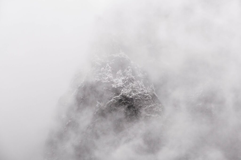 mountain views through the fog